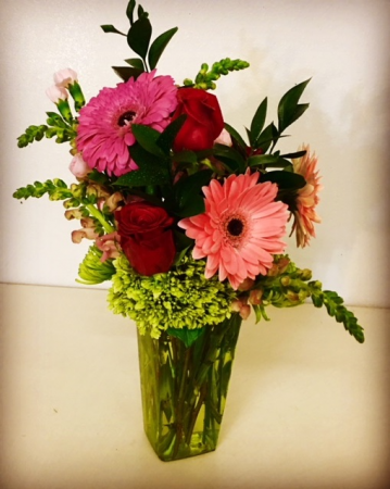 Just Because Contemporary Design Mixed Floral with Red, Pinks and Greens