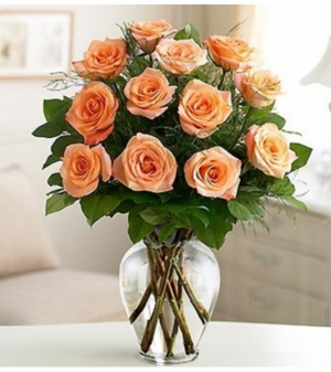 Peach Dozen Roses 87.95 $100.95