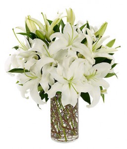 Just White Lilies Elegant Vased Arrangement
