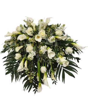 k 636 Elegant White Casket Tribute Casket Spray 