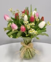 K132 Tulip Takeover Vase of tulips