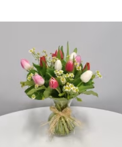 K132 Tulip Takeover Vase of tulips