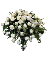 K604  Pristine White Rose Casket Spray Casket Spray 