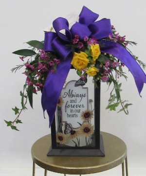 Keep the Light Glowing fresh floral design, memorial lantern
