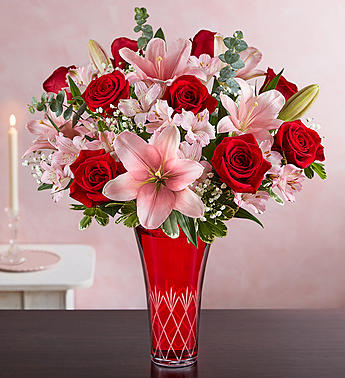 Key to My Heart Note : In CLEAR Glass Vase  in Oakdale, NY | POSH FLORAL DESIGNS INC.
