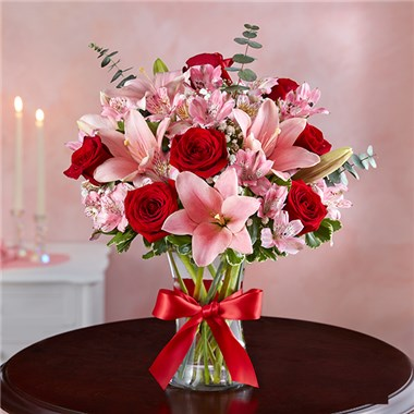 Key To My Heart® in a clear vase Arrangement