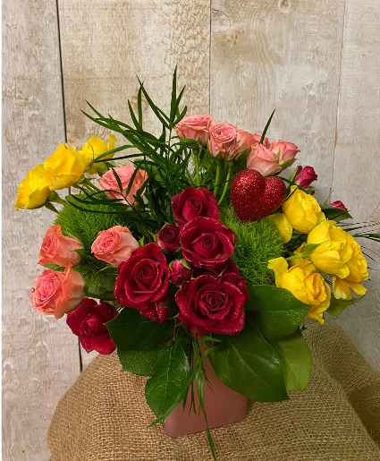 You're Beautiful  arrangement of Spray Roses in pearly vase