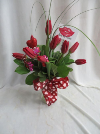 Kiss My Tulips Mason Jar Arrangement of Tulips
