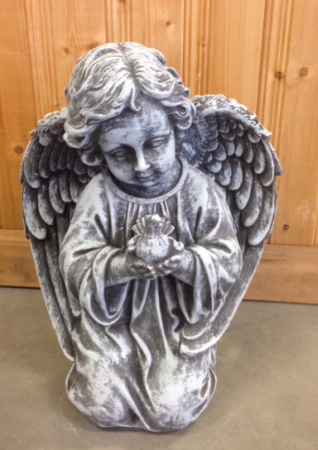 Kneeling Angel holding Dove concrete