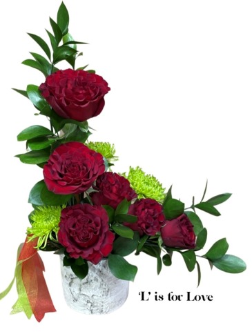'L' is for LOVE container arrangement in Invermere, BC | INSPIRE FLORAL BOUTIQUE
