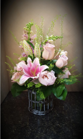 Lady in Pink Vase Arrangement