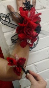 Lady In Red Wristlet and Boutonniere