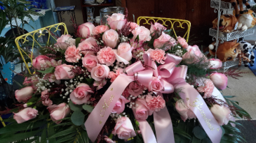 Lady Pink Pink Roses, Pink Carnations, Babies Breath in North Salem, IN | Garden Gate Gift & Flower Shop