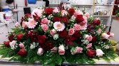 Lady's Pink & Red Casket Spray 