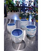 Lake Michigan Blue  Set of Four Large Sake Cups