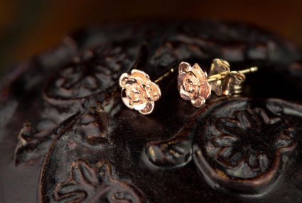 Rose Stud Earrings  Landstrom's Black Hills Gold Jewelry