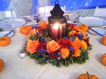 Lantern of Lights Thanksgiving Table Arrangement