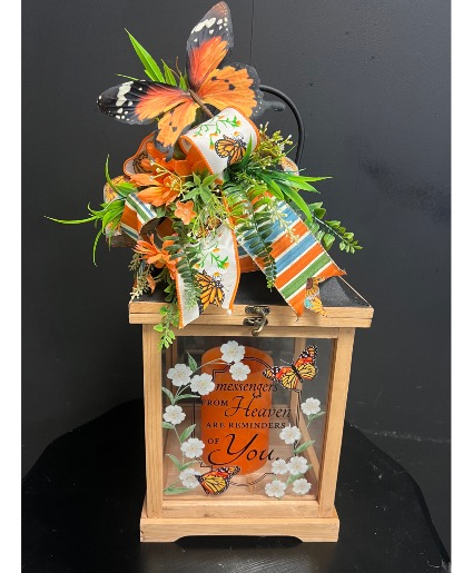 Lantern with silk floral  Keepsake