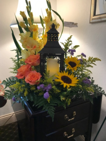 Lantern with Sunflowers Sympathy in Kittanning, PA | Jackie's Flower & Gift Shop