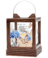 Lantern wooden cube Heart has Wings