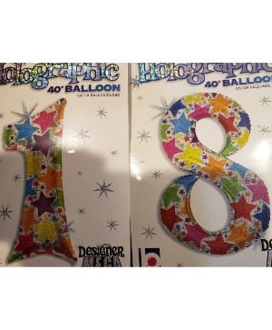 LARGE 40" "18" MULTICOLORED BALLOONS WITH A  Weight!