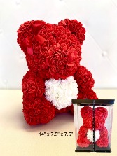 LARGE AMORE ROSE BEAR - RED/WHITE 