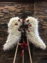LARGE ANGEL WINGS STANDING FUNERAL PC ON A 6' STAND