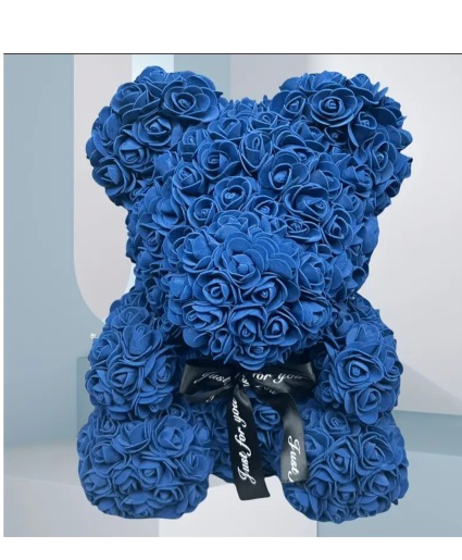 Large Dark Blue  Rose Bear  Valentine Rose Bear 