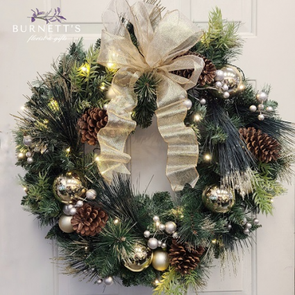 Large Faux Shimmer Wreath Faux Greens