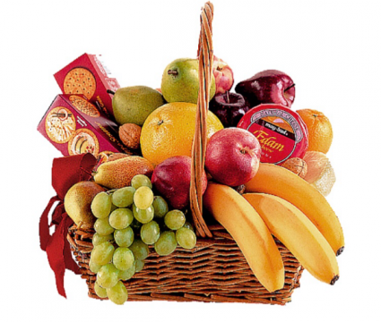 Fruits, cheese, crackers basket  Gift Basket 