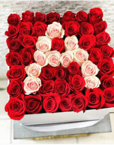 Large Hat Box W Initial Fresh-Cut Roses