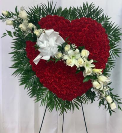 Large Heart with White Rose Spray 