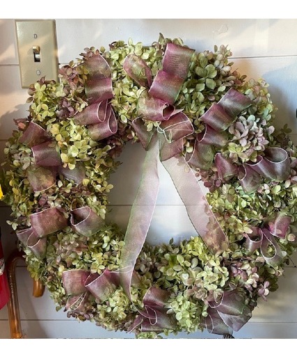 Large Hydrangea Wreath 24 Dried Flowers