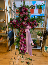 Large Lavendar Cross Sympathy Standing Easel