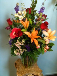 Large Mixed Flowers in a Vase Long Lasting Sympathy Gift