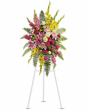 Large mixed standing spray with lilies and roses Funeral Spray