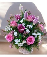 Large Pink and White Basket (LGOE)