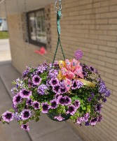  Petunia and Lace Hanging Basket  HB253 