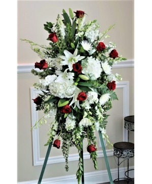 LARGE SPRAY  In Red and White flowers