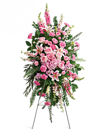 Large standing spray available in any color  Funeral Tribute in Edmonton, AB | PETALS ON THE TRAIL