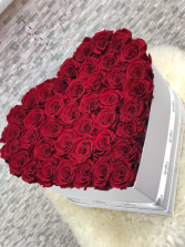 Large White Heart Box Red  Roses that Last 365 Days