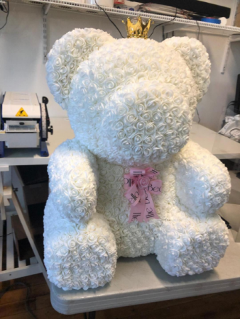 LARGE WHITE TEDDY ROSE BEAR 27 INCH