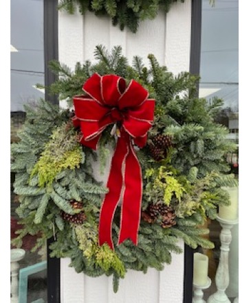 Noble Fir Mixed Wreaths- with bow WREATH in Coralville, IA | Every Bloomin' Thing