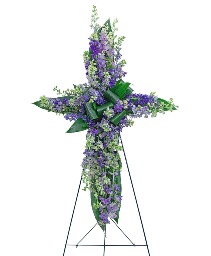 Larkspur Affinity Cross Sympathy Arrangement