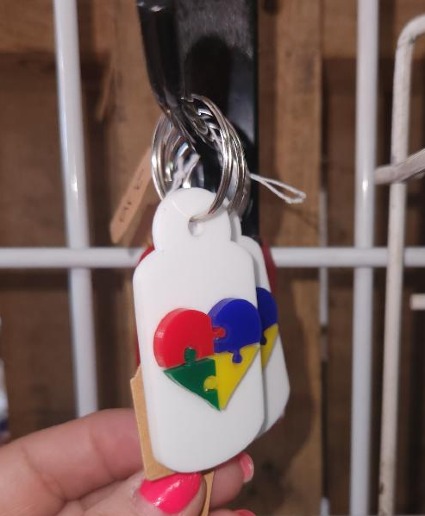 Laser Threaded 3d Acrylic Autism Keychain gift