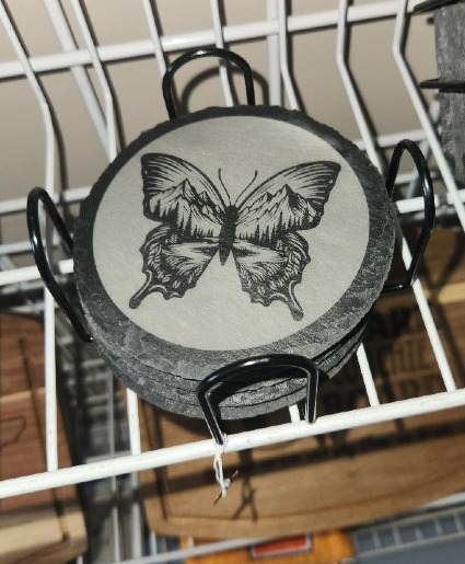 Laser Threaded Etched Coasters gift