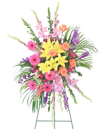 Uplifting Sendoff Standing Spray in Burton, MI | FENNER'S FLORAL & DESIGN COMPANY Uplifting Sendoff Standing Spray in Burton, MI | FENNER'S FLORAL & DESIGN COMPANY