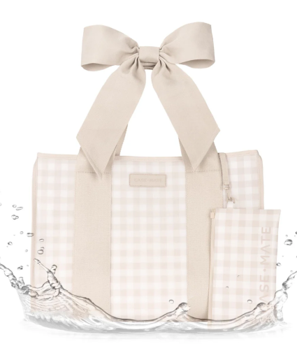Latte Gingham Bow Jelly Tote Bag  