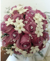 Lav and white wedding bouquet