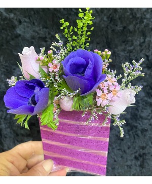 Lavender and Purple Pocket Boutonniere 